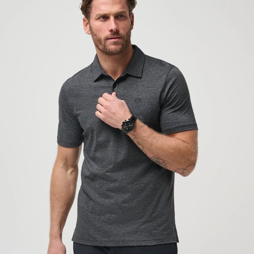 NWT Travis Mathew ZINNA golf polo shirt Heather Black travismathew BRAND NEW